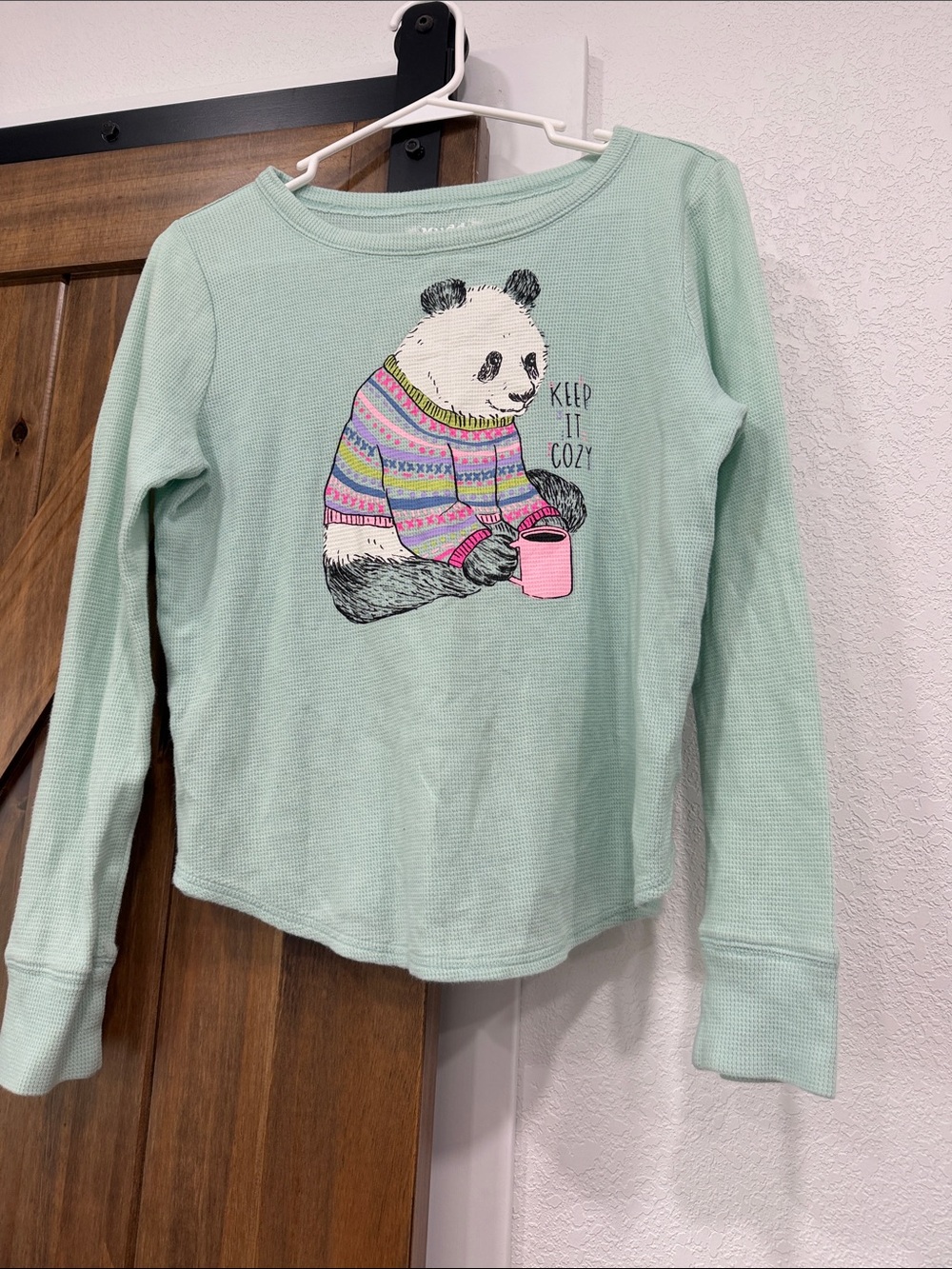 Mudd Mint Long-Sleeve Tee with Panda Graphic